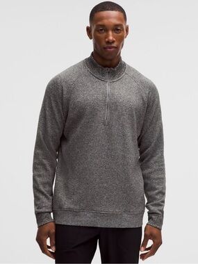 Men's Lululemon Engineered Warmth Half-Zip Knit Sweater in Grey EUC Sz M
